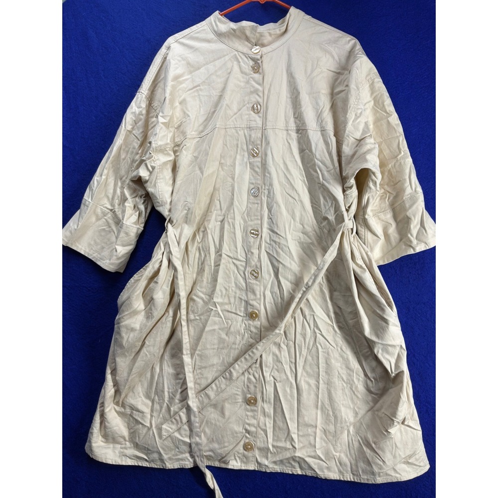 Lagenlook‎ Womens Pure Ulla Popken Button Tunic Dress 20/22 Beige
